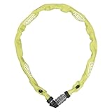 ABUS Kettenschloss 1200 Web – Zahlenschloss mit 3-stelliger Kombination – Kette aus gehärtetem Stahl – Leichtes Fahrradschloss mit Farbauswahl – Fahrradzubehör – 60 cm – Grün/Lime
