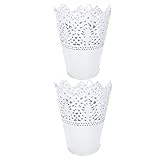 2 Stück Eisen-Blumentopf, hohl, Blumentopf, hohe Krone, Blumenhalter, Metall, Spitze, Blumenvase, Make-up-Stiftehalter