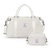 HYC00 Reisetasche Damen Sporttasche Handgepäck Tasche,Weekend Bag mit Kulturbeutel&Nasstasche,Wasserdicht Schwimmtasche Travel Duffle Bag,Fitnesstasche Trainingstasche Frauen Tragetasche, Beige