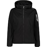 CMP - Leichte Softshelljacke für Damen mit abnehmbarer Kapuze, Schwarz, D44