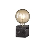 loxomo - Marmor-Würfel Tischleuchte, 9 x 9 x 9 cm, Marmor Tischlampe E27, Hue- und LED-Leuchtmittel kompatibel bis max.60W, Schwarz marmoriert, ohne Leuchtmittel