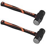 SINJEUN 2 Stück 1,98 kg Orange Schwarz Vorschlaghammer, 4 lb Fäustel Hammer mit Antivibrationsgriff, Hochleistungsstah Abbruchhammer für Abriss und Durchschlagarbeiten