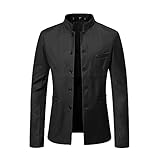 Herren-Anzugjacke, Übergröße, Blazer, langärmelig, Stehkragen, Button-Down-Mäntel für Herren, schmale Passform, einfarbig, lässig, Herbst, Topcoat, formelle Kleidung, Business-Bankett, 1##Schwarz, 12