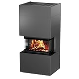 H&M Ready UH 700/250 Style Stahl Titan lackiert 3-Seitiger Kaminbausatz abnehmbare segmentierte Stahlverkleidung 7kw hochschiebbare Tür Bauart 2 fertig montiert ohne Mauern oder Verputzen