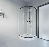 Duschkabine 90 x 90 x 190 cm – Gleittüren, 4 mm ESG Sicherheitsglas, Schwarz, hochwertige Aluminiumprofile, heraushebbare Türen, Magnetverschluss, einfache Montage, ohne Duschtasse