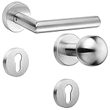 ck-tuerbeschlaege Beschlag NEW ORLEANS Kugelknauf V2A Edelstahl Edelstahl matt für Haustüren mit 72er Teilung