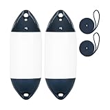 Mesle Bootsfender Ultra 2er Set mit Leine, ø 22 cm | 61 cm lang, Langfender aufblasbar, Bootsfender, Fender Schiff Yacht Schlauchboot