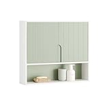 SoBuy BZR140-GR Hängeschrank mit Türen Badschrank Wandschrank Badhängeschrank Küchenschrank Medizinschrank Badmöbel Weiß-Grün BHT ca. 60x54x15cm