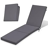 Ferocity Auflage für Gartenliege Sonnenliege 198x58x4 cm Faltbar | Polsterauflage für Rollliege Wetterfest & Waschbar Bezug abnehmbar | Model DUNKELGRAU Graphite [145]