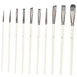 Lurrose 10 Stück Nylon Haarpinsel Detailsprüher Sets Halter Ölfarbenpalette Borsten Make Up Rougereiniger Miniatur Farbfilm Pinsel Zahlenpinsel Zum Malen Nylonwolle Weiß