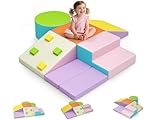 Lischwert Schaumstoff Bausteine Kinder Softbausteine Klettern Riesenbausteine Motorik Großbausteine Kinder Montessori Spielzeug für Indoor-Spaß, Baby Soft Playset (JM-HXT11-Macarons)
