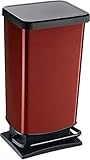 Rotho Paso Mülleimer 40l mit Pedal und Deckel, Kunststoff (PP) BPA-frei, rot metallic, 40l (35.3 x 29.5 x 67.6 cm)