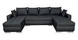 Ecksofa Etna bis U-Form in schwarz