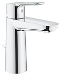 GROHE BauEdge, Waschtischarmatur, wassersparend (Wasserhahn für das Bad, 17cm hoch, mit Keramikkartusche, einfache Installation am Waschbecken), chrom, 23758000