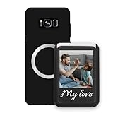 Sunrive personalisierter für MagSafe Wallet mit Hülle kompatibel mit Samsung Galaxy S8+ – Handy Kartenhalter mit Standfunktion zum Ansehen von Videos, mit Foto oder Text personalisierbar