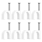 80 Stück Kabelschellen,Nagelschellen,Kabel Befestigungen,Cable Clamp,Kabelklemmen Nagel,Kabelklemmen Wand,Kabelhalter Decke,Kabelschellen Nagelschellen,Mit Nagel,für Kabel,Weiß (8mm)