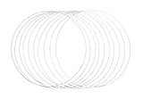 Rayher Metallringe, 10 Stück, 20 cm ø, weiß beschichtet, Stärke ca. 3 mm, Drahtringe zum Basteln, für Wickeltechnik, Traumfänger, Floristik, Hochzeitskranz, Hoops, 25215102