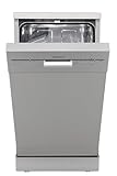 Respekta Bena Unterbau-Geschirrspüler, 45 cm/Freistehend / 5 Programme/Startzeitvorwahl/Automatische Türöffnung / 2 Sprühebenen / 49 dB/Energieeffizienzklasse D/Silver