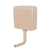 Belvit WC Spülkasten 3-9L - Aufputzspülkasten in Bahama Beige geräuscharm & wassersparend, Wasserkasten Toilette mit Start-Stopp-Funktion, 3-fach Anschluss, Komplettset