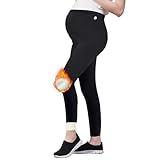 beifon Damen Umstandsleggings Thermo Winter, High Waist Thermo Leggings Damen Gefüttert Umstandsmode Blickdicht Umstandshose Schwangerschaftsleggings für Zuhause Yoga Sport