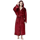 Generisch Bademantel Herren Fleece SchlafSchlafoverallss Lange Bademäntel Set mit Kapuzen Hausanzug Weich Bodysuit Plüsch Winter Einteiler Warm Männer Morgenmantel Warmer Onesie Jumpsuit