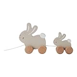 Little Dutch 8861 FSC Holz Nachziehtier Hase beige - Baby Bunny - Newborn Naturals