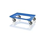 Transportroller blau mit Gummirädern für 60x40 Eurobehälter * für Eurobox, Bäckerkiste, Fleischkiste Rollbrett
