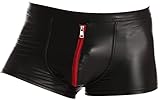 Latex ähnliche Shorts mit Reissverschluss vorn - Wetlook Shorts mit Zipper - schwarz L