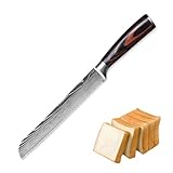 WEIZHIS Brotmesser mit Wellenschliff 20cm, Brotmesser Hochgekohltem Edelstahl, Brötchenmesser Scharf, groß Brotschneidemesser für Brot, Bagels, Kuchen