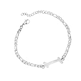 Personalisierbares Armband mit Initialen, versilbert, Titanarmband mit zartem Buchstaben, zartes Titan-Armband mit Disk-Namen für Frauen und Mädchen, Strand-Ohrringe, Einheitsgröße, Stahl,