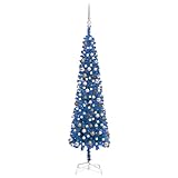 Dekor Saisonale & Urlaubsdekorationen Weihnachtsbäume Schlank Weihnachtsbaum mit LEDs & Kugel Set Blau 210 cm