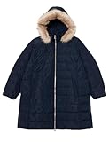 Tommy Hilfiger Damen Daunenmantel Tyra Heritage Coat With Fur mit Kunstpelz, Blau (Desert Sky), 54
