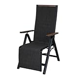 Grand patio Gartenstuhl Klappbar, Aluminium Liegestuhl Hochlehner mit 6-Fach Verstellbare, Mesh Gewebe, Wetterfest, Gartenliege für Balkon, Terrasse, Garten (Schwarz)