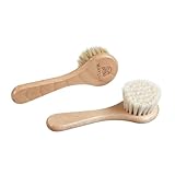 MayLily - Set aus 2 Babybürsten – Ziegenhaarbürste und feste Bürste - Baby Haarbürste für Neugeborene - Baby Pflegeset aus Holz - Baby Zubehör - Baby Set - Baby Erstausstattung
