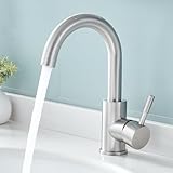 Fransiton Wasserhahn Bad Hoch, 360° Drehbar wassersparende Waschtischarmatur Hoch mit Warm/Kaltwasser Mischbatterie Einfache Montage für Badezimmer/küche Waschbecken Kleine Wohnmobil (Edelstahl)