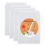 Nussmilchbeutel Wiederverwendbar 4 Stück Käsetuchbeutel In Lebensmittelqualität Zum Sieben Von Fruchtsaft Wein Milch Suppe Und Griechischem Joghurt 20 × 30 cm Siebe Feinmaschiges Käsetuch (Gewebe)