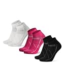 DANISH ENDURANCE Kurze Fahrrad Socken, Sommer Rennrad Socken, Gepolstert, Unisex, für Herren & Damen, 3 Paar, Mehrfarbig (1xWeiß, 1xPink, 1xSchwarz), 39-42