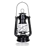 Meleg Otthon Petroleumlampe für Outdoor, Silber Sturmlaterne Petroleum, Öllampe für Indoor, Haus, Garten, Camping (Black)