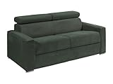 Vente-unique-Schlafsofa mit Matratze 4-Sitzer - Liegefläche mit Lattenrost mit Breiten Latten 160 cm - Matratze 22 cm - Cord - Grün - Vizir