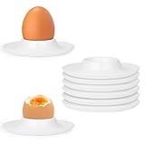 Vicloon Kunststoff Eierbecher Set,6 Stück Eierbecher Weiß,rund stapelbar bruchsichere Eierhalter,Frühstück Eierhalter Set für Küche und Camping