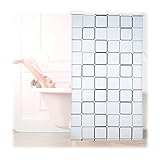 Relaxdays Duschrollo Square, wasserabweisend, Retro Badrollo Wanne u. Dusche, Deckenmontage, 120x240cm, semitransparent