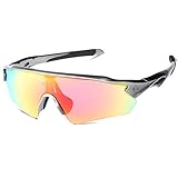 DUCO Radsportbrille Outdoor Sonnenbrille für Sportler polarisierte 5 austauschbare Gläser UV400 0021 (Grau)