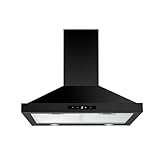 FIREGAS Wandhaube,Dunstabzugshaube 60 cm mit Touch Control,UMLUFT/ABLUFT möglich,3 Gebläsestufen,LED Beleuchtung,Schwarz