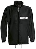 SECURITY-WINDBREAKER/REGENJACKE bedruckt mit'SECURITY' Grösse L, schwarz, wasserdicht, Kapuze
