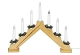 hellum Schwibbogen Weihnachten, 39,5x30cm, Lichterbogen Weihnachten mit Strom und Schalter, Schwibbogen mit 7 Filament Kerzen (+2 Ersatz), Fensterbeleuchtung Weihnachten für Innen, 660586