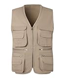KTWOLEN Herren Outdoor Weste Baumwolle Anglerweste Freizeit Jagd Trekking Wander Angler Camping Safari Weste Ärmellos Jacke mit vielen praktischen Taschen, Beige, XL