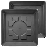 SUSTANIA Untersetzer 40x40 cm für Pflanzkübel groß außen (2er Set)- Extra Robuster Anthrazit Pflanzuntersetzer für Blumentopf 48x48 groß draussen