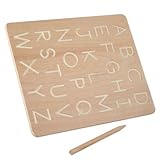 HOOTNEE Doppelseitiges Montessori Holz Buchstaben Zahlen Schreibtafel Lernspielzeug für Vorschule Pädagogisches Übungsbrett zum Nachzeichnen und Schreiben Lernen