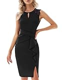 GRACE KARIN Damen Spitze Etuikleid Ärmellos Abendkleid Bodycon Bürokleid Schwarz XL