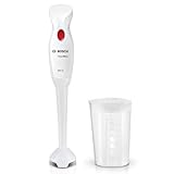 Bosch Stabmixer CleverMixx, abnehmbarer Mixfuß, Ergonomischer Griff, leichtes Gehäuse, 4-Klingen-Messer, einfache Reinigung, 400 W, weiß/rot, MSM14000